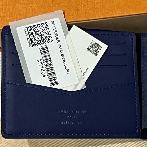 Louis Vuitton x Virgil Abloh Bleached Blue Bandana Monogram Slender Men’s Wallet - Picture 10 of 14